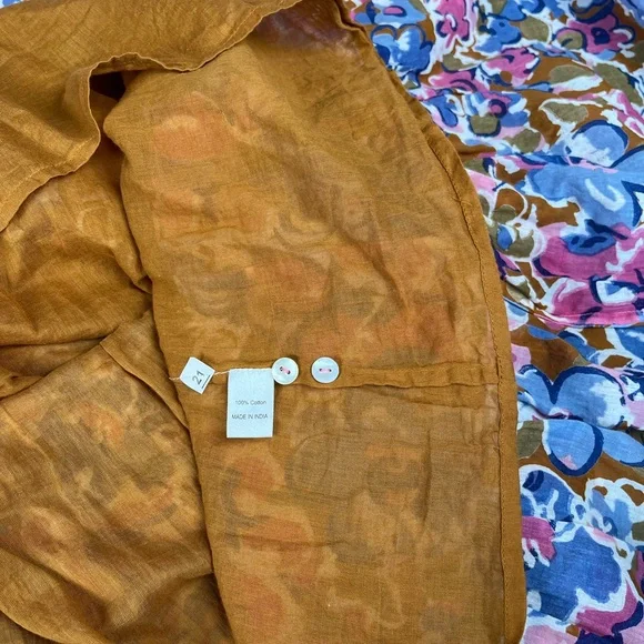 Bananas Size:LFloral Print Long Dress 100% Cotton Multi Color Crewneck